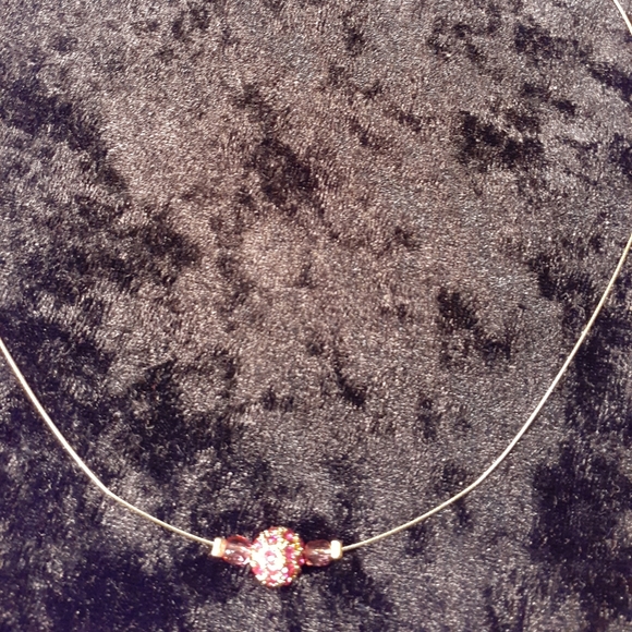 Red & Gold Bead Floating  On Gold Wire - Picture 2 of 2